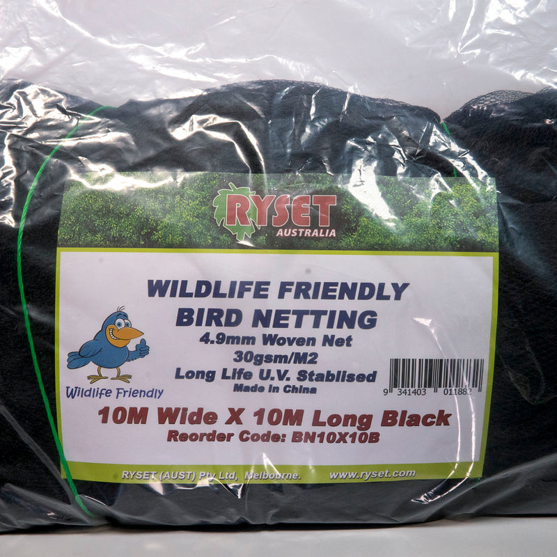 Wildlife Friendly Bird Netting BLACK 10m x 10m