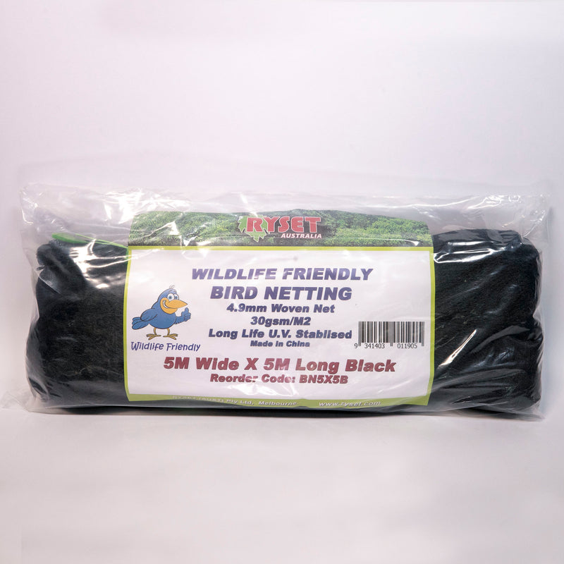 Wildlife Friendly Bird Netting BLACK 5m x 5m