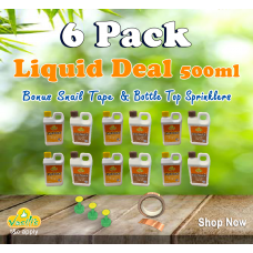6 Pack Liquid 500ml + Bottle Top Sprinkler + Snail Stopper tape 4mtr